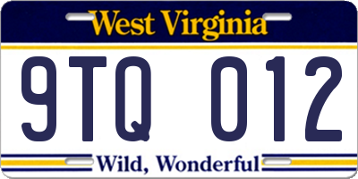 WV license plate 9TQ012