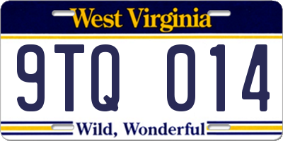 WV license plate 9TQ014
