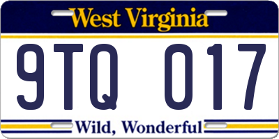 WV license plate 9TQ017