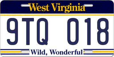 WV license plate 9TQ018