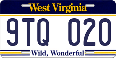 WV license plate 9TQ020