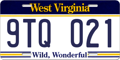 WV license plate 9TQ021
