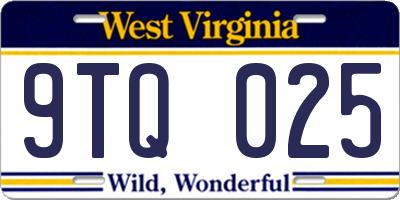 WV license plate 9TQ025