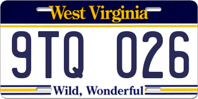 WV license plate 9TQ026
