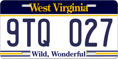 WV license plate 9TQ027