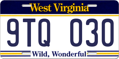 WV license plate 9TQ030