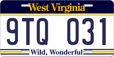 WV license plate 9TQ031