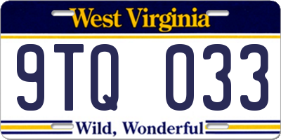 WV license plate 9TQ033