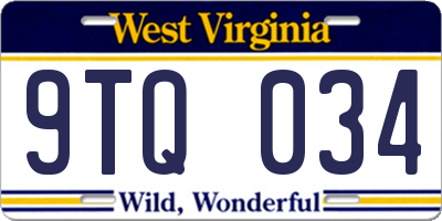 WV license plate 9TQ034