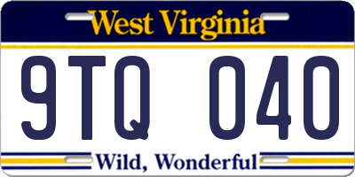 WV license plate 9TQ040