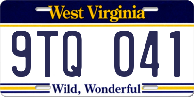 WV license plate 9TQ041