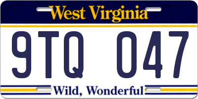 WV license plate 9TQ047