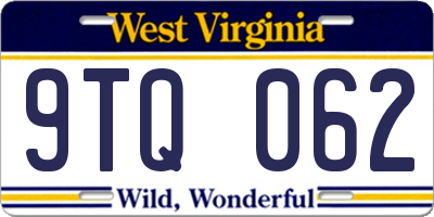 WV license plate 9TQ062