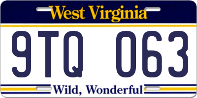 WV license plate 9TQ063
