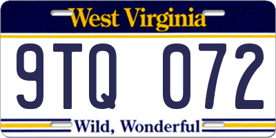 WV license plate 9TQ072