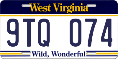 WV license plate 9TQ074