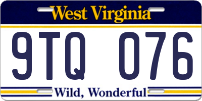 WV license plate 9TQ076