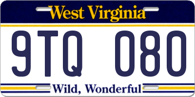WV license plate 9TQ080
