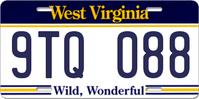 WV license plate 9TQ088