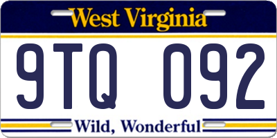 WV license plate 9TQ092