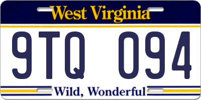 WV license plate 9TQ094