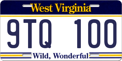 WV license plate 9TQ100