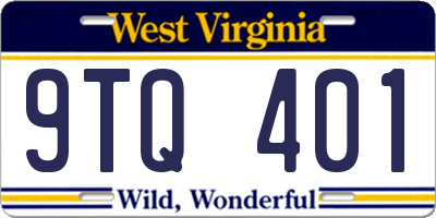 WV license plate 9TQ401