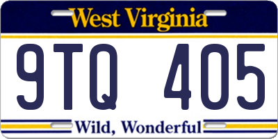 WV license plate 9TQ405