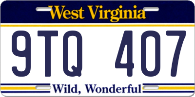 WV license plate 9TQ407