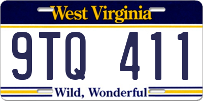 WV license plate 9TQ411