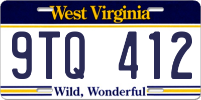 WV license plate 9TQ412