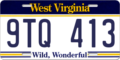 WV license plate 9TQ413