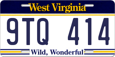 WV license plate 9TQ414