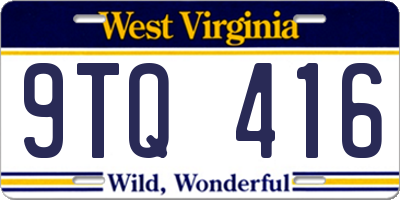 WV license plate 9TQ416