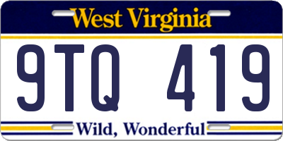 WV license plate 9TQ419
