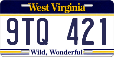 WV license plate 9TQ421
