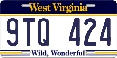WV license plate 9TQ424