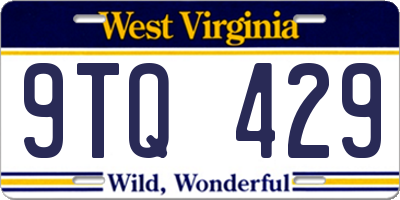 WV license plate 9TQ429