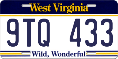 WV license plate 9TQ433