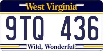 WV license plate 9TQ436