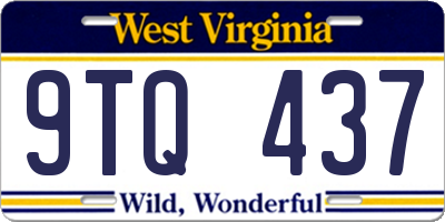 WV license plate 9TQ437