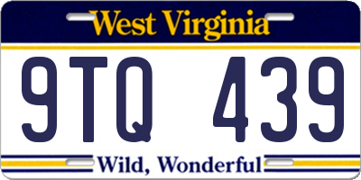 WV license plate 9TQ439