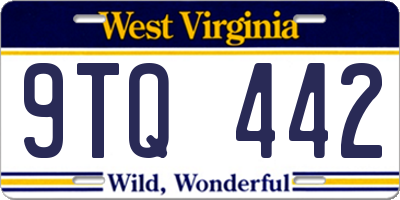 WV license plate 9TQ442