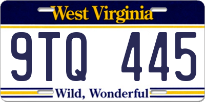 WV license plate 9TQ445