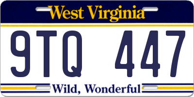 WV license plate 9TQ447