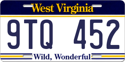 WV license plate 9TQ452