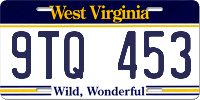 WV license plate 9TQ453