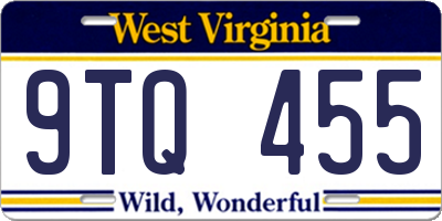 WV license plate 9TQ455