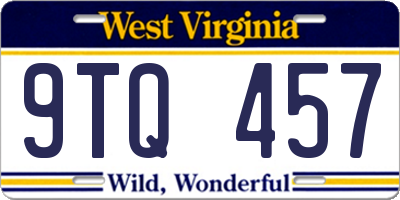 WV license plate 9TQ457