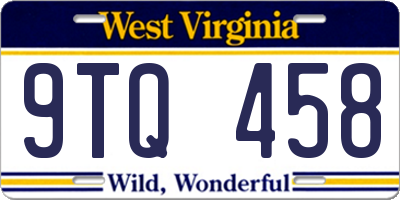 WV license plate 9TQ458